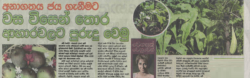 අනාගතය ජය ගැනීමට වස විසෙන් තොර ආහාරවලට පුරුදු වෙමු