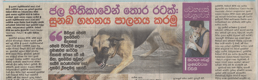 ජල භීතිකාවෙන් තොර රටක්: සුනඛ ගහනය පාලනය කරමු